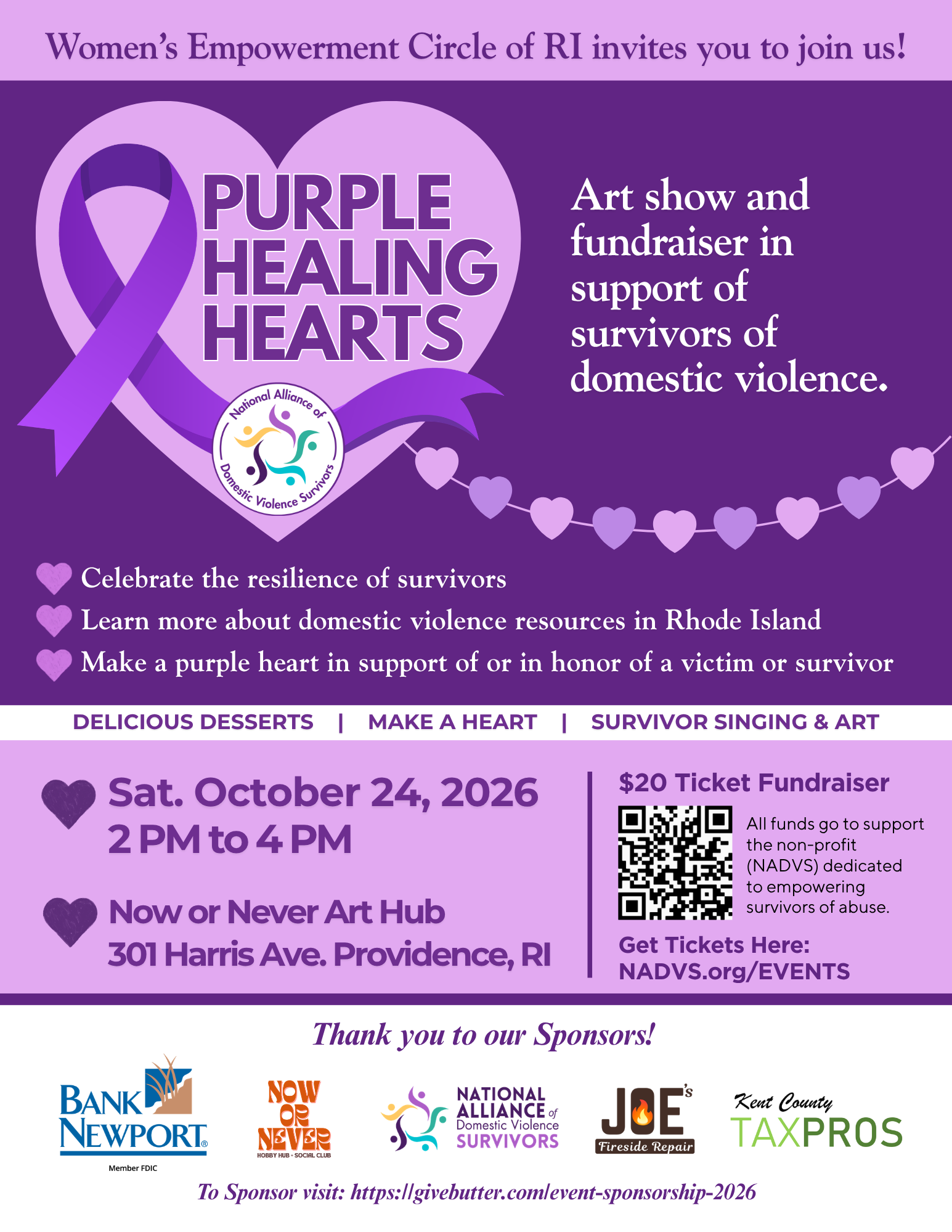 Purple Healing Hearts Flyer 2026